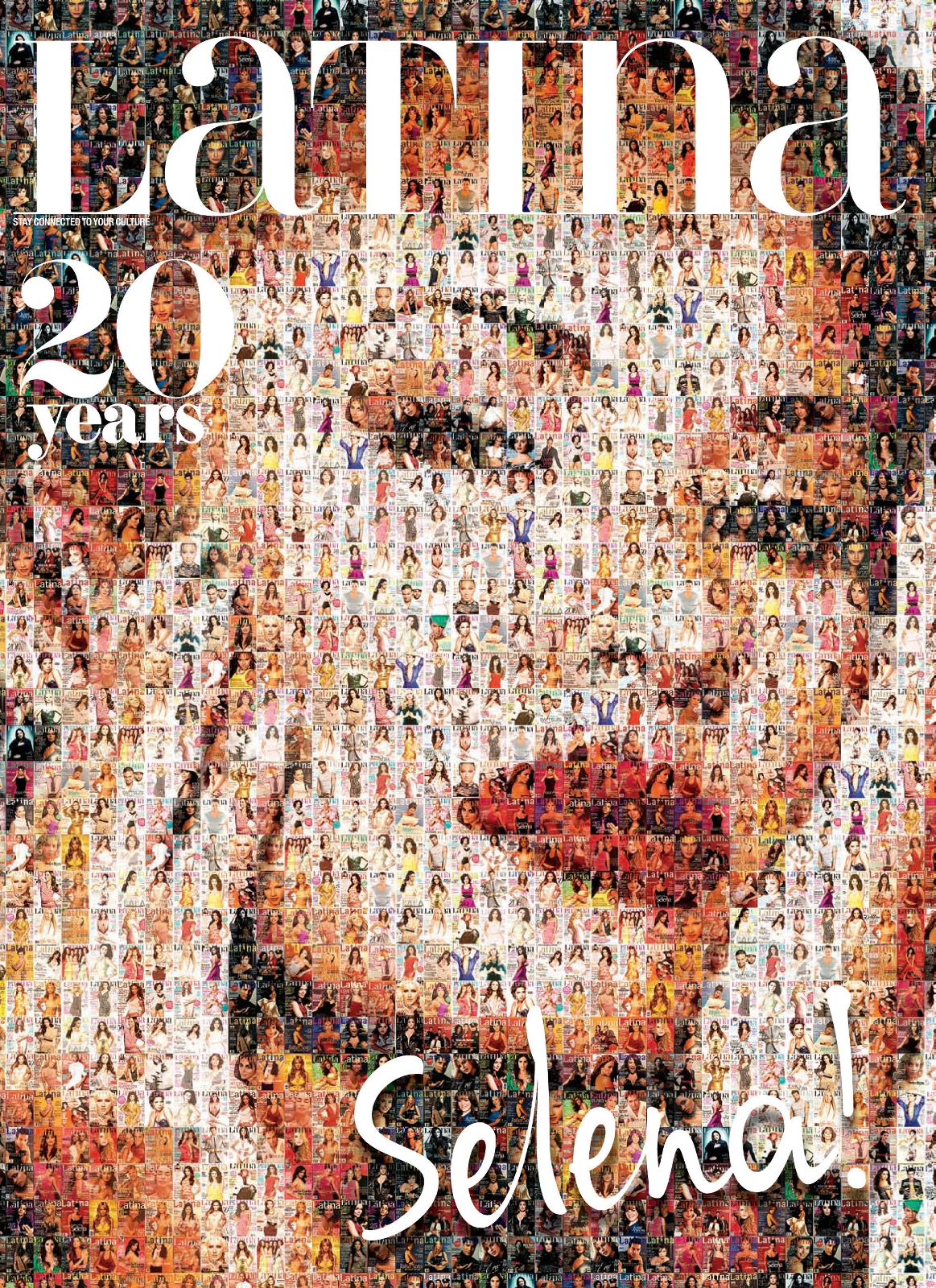 Latina Magazine celebrates its platinum anniversary with a photomosaic of the legendary Selena Quintanilla.