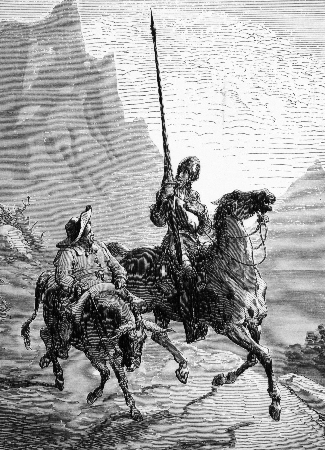 Don Quixote de la Mancha and Sancho Panza, 1863, by Gustave Doré. (Public domain)