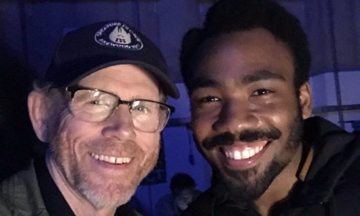 Ron Howard and Donald Glover on the set of Solo: A Star Wars Story