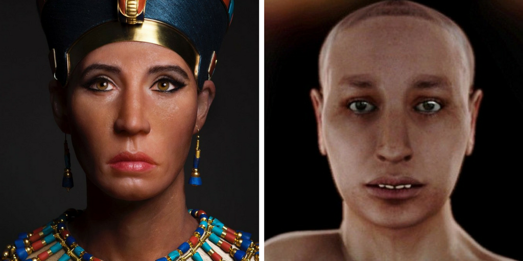 Comparison between the reconstructions of the Younger Lady and Tutankhamun. 
