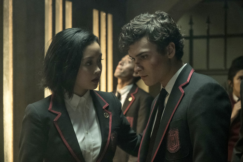 Saya and Marcus are in uniform at school (SyFy)