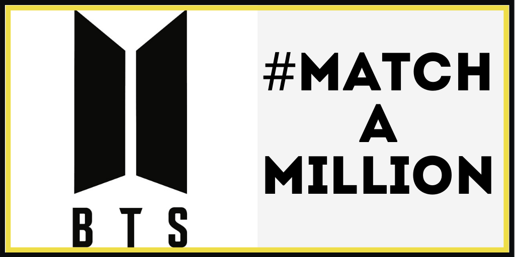 The #MatchAMillion campaign was started by Daezy Agbakoba after she learned of BTS' donation to Black Lives Matter. BTS Logo: Big Hit Entertainment