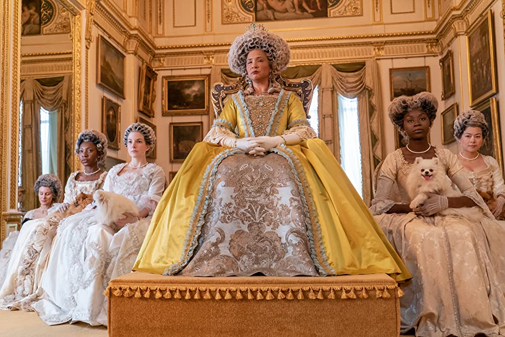 Queen Charlotte (Golda Rosheuvel) with her court. (Photo credit: Liam Daniel/Netflix)