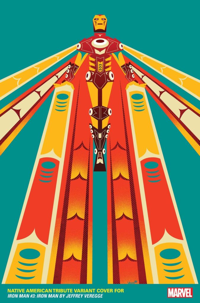 Iron Man #3: Iron Man Native American tribute variant cover by Jeffrey Veregge (Photo credit: Marvel)