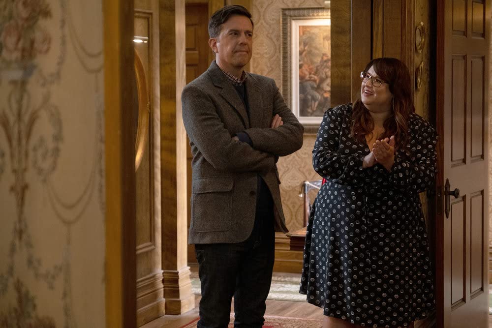 Ed Helms and Jana Schmieding in Rutherford Falls