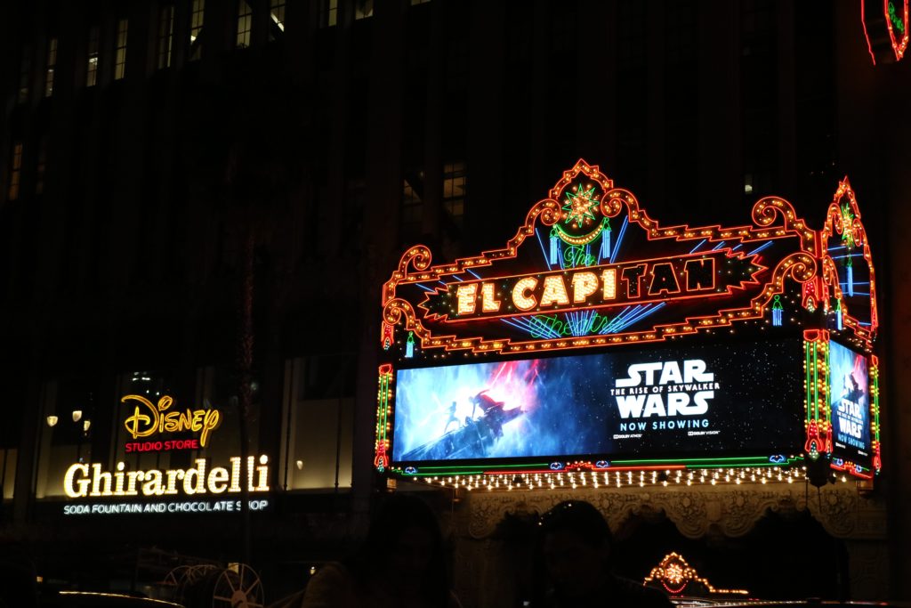 The El Capitan Theater in Hollywood, CA when Star Wars: The Rise of Skywalker was the latest blockbuster of the day. The Star Wars franchise is one of many IPs that has catapulted Disney even higher in the billion-dollar club. (Photo by Matteo Stroppaghetti on Unsplash)