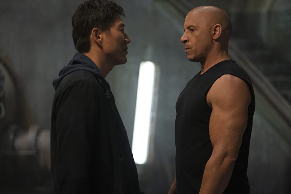 Sung Kang and Vin Diesel in F9 (Universal)