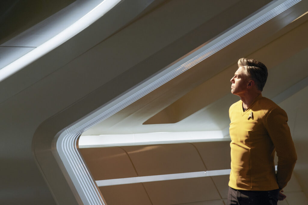 Anson Mount as Pike of the Paramount+ original series STAR TREK: STRANGE NEW WORLDS. (Photo credit: Marni Grossman/Paramount+ ©2022 ViacomCBS. All Rights Reserved.)
