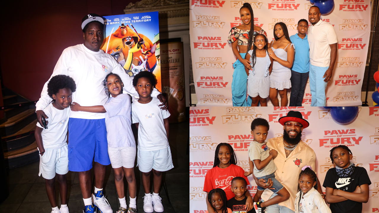 Jadakiss, Dr. Contessa Metcalfe, Pastor Mike Jr., and their families take part in the Paws of Fury screenings. (Photo credit: Alonzo Gardner, Freddy O)
