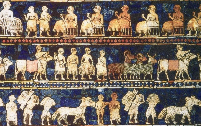 Image of ancient Sumerian mural (History.com)