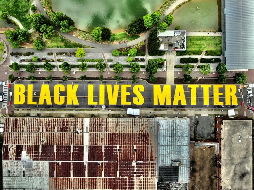 Railroad Park, which was built in 2010, sits parallel to the Black Lives Matter mural created in 2020 after the deaths of George Floyd and other unarmed Black people in America. (City of Birmingham/Twitter)