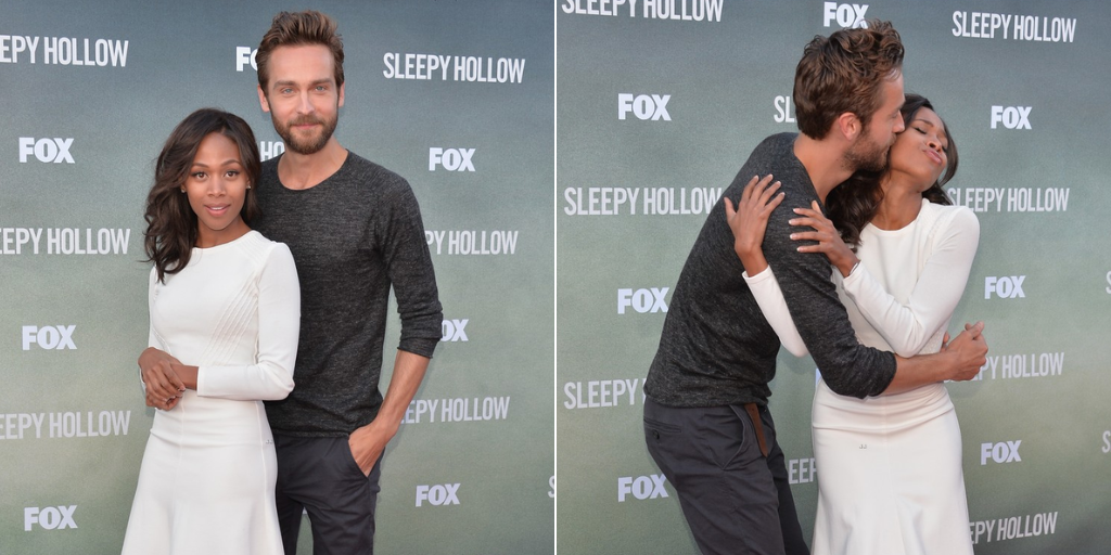 Tom Mison and Nicole Beharie on the red carpet of the Sleepy Hollow premiere. 