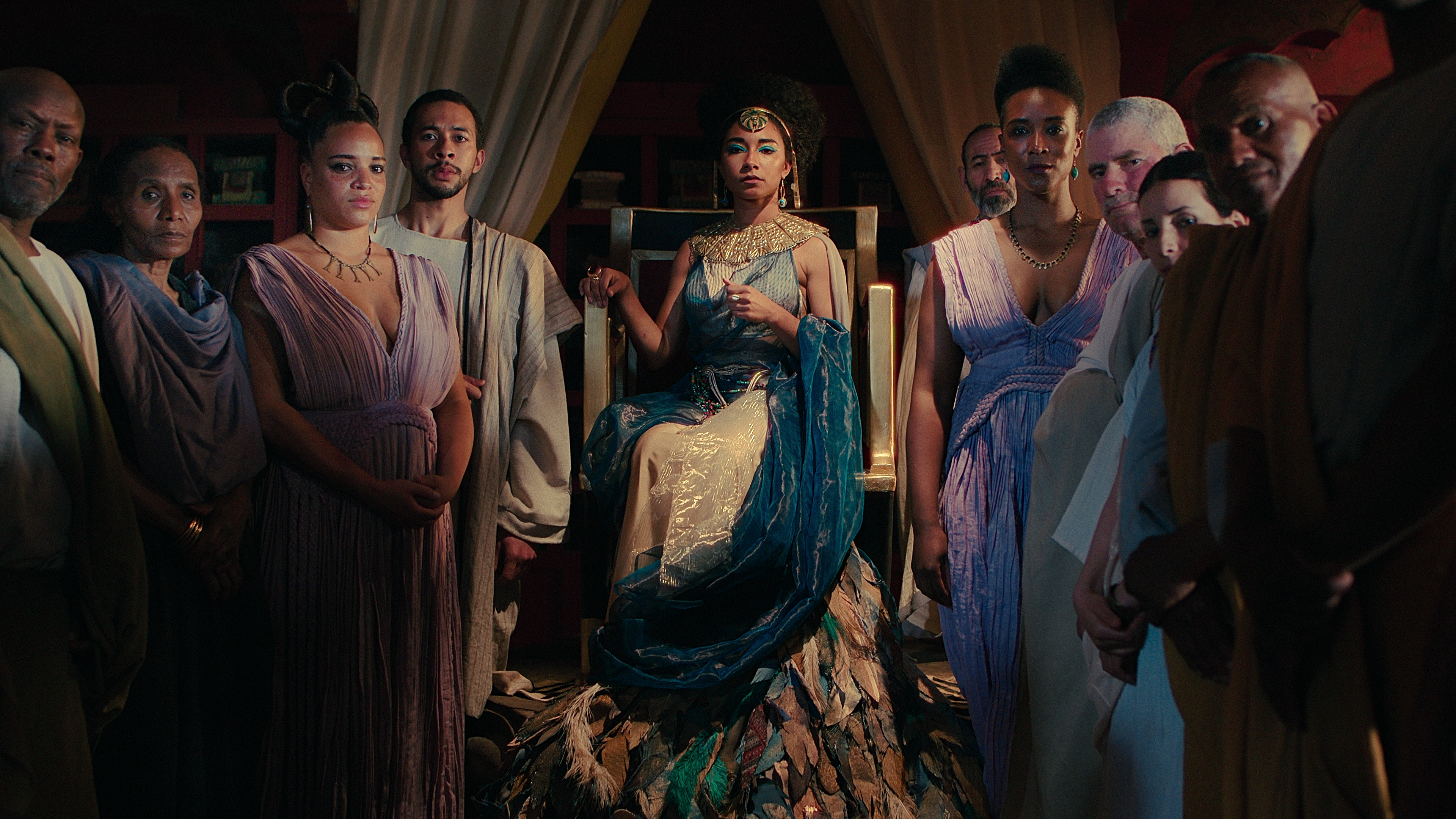 Adele James and the cast of Queen Cleopatra (Photo credit: Netflix)