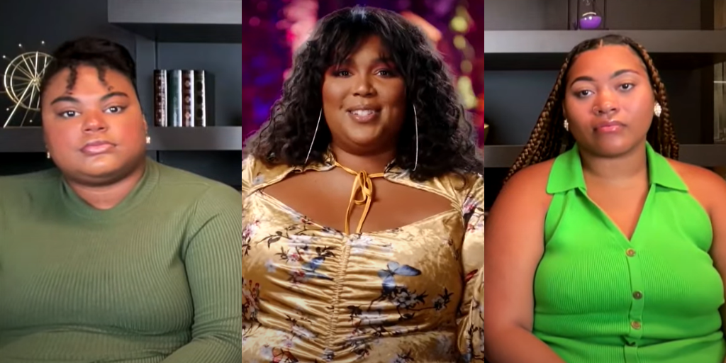 Plantiffs Arianna Davis (L) and Crystal Williams (R) are accusing Lizzo (center) of creating a hostile working environment. (Photo compilation from Extra/YouTube)